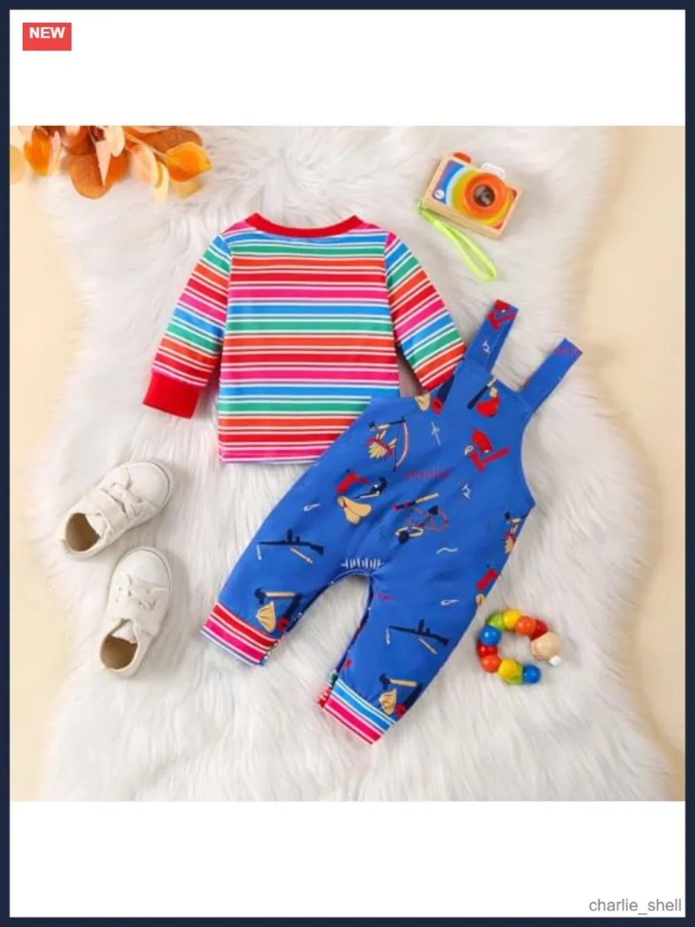Toddler Boys Halloween 2pc Chucky Outfit Long Sleeve Tee Overalls Set